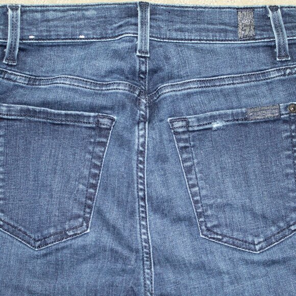 7 For All Mankind Size 26 High Waist Ankle Skinny Blue Jeans Red Black Stripe - Picture 3 of 8